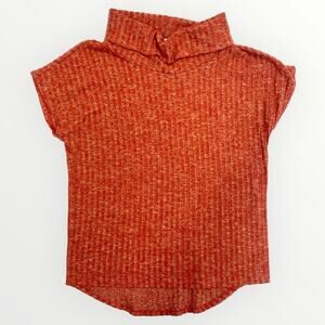 Ember Ribbed Cowl Knit Sweater Women’s Medium Orange